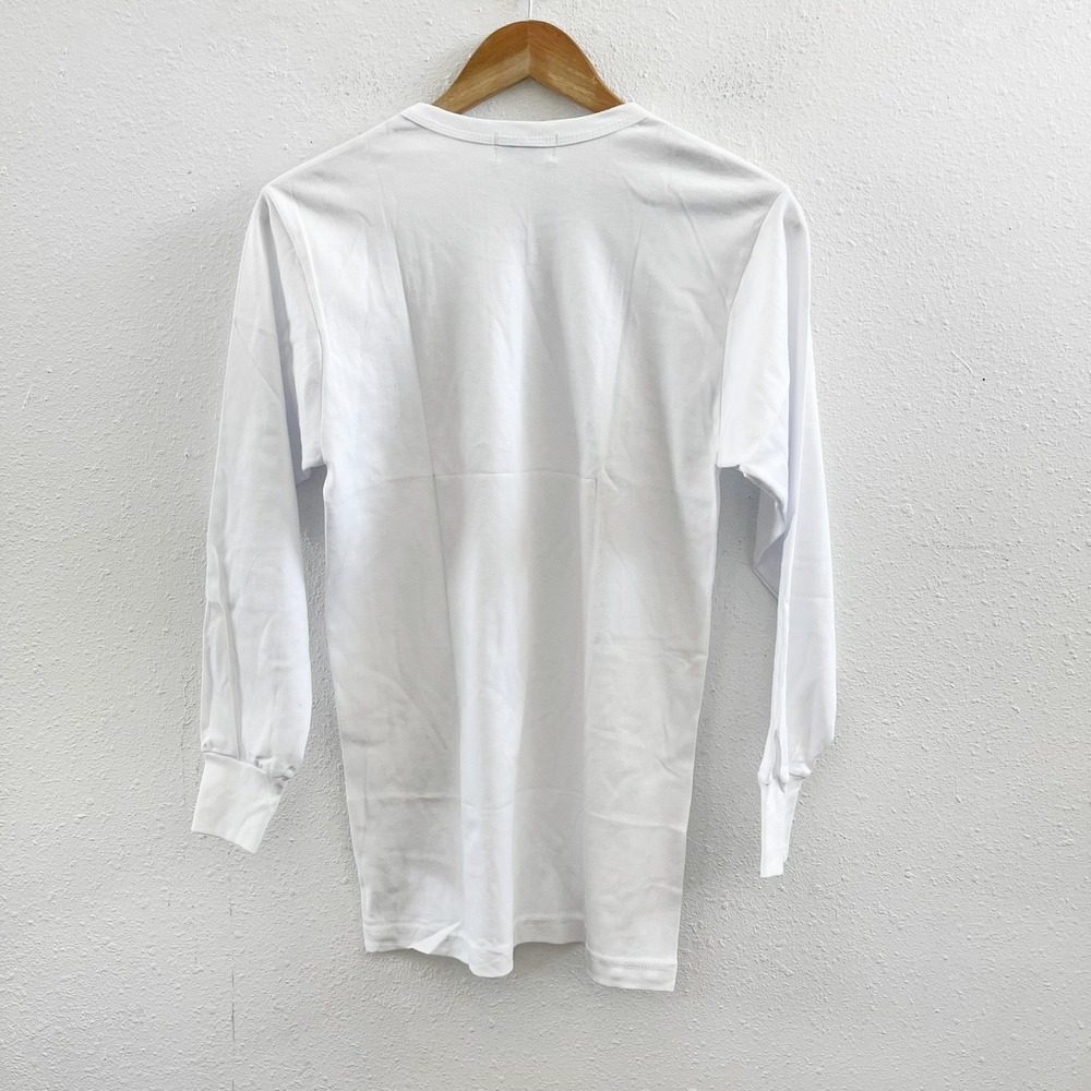 NWOT CHRYSANTEMUM Vintage Brand White 100% Combed Cotton Long Sleeve T‑Shirt - Picture 2 of 7